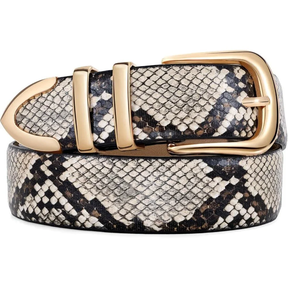 Women's Unique Gold Buckle Ladies Fashion Soft Faux Leather Waist Belt